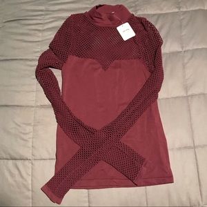 Free People Fishnet Long Sleeve Top